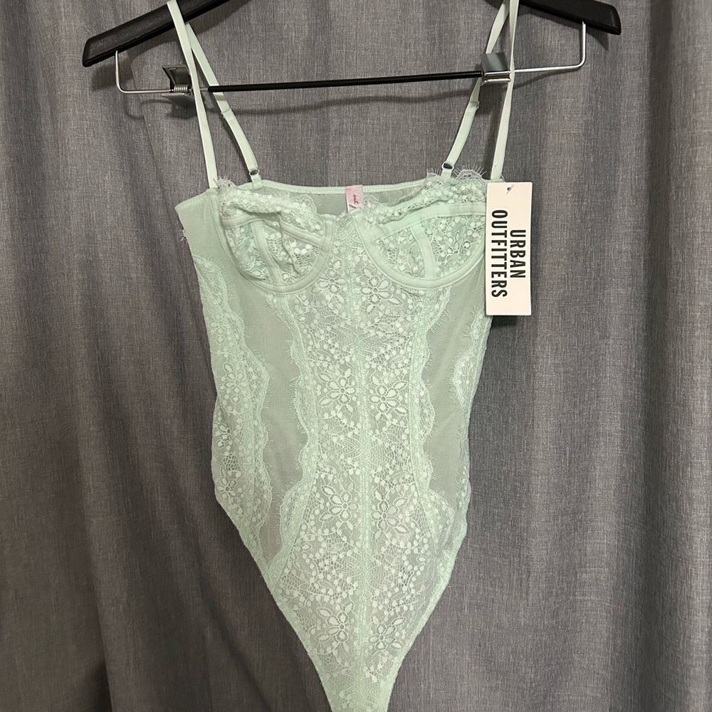Out From Under Modern Love Mint Green Lace Bodysuit - Picture 2 of 7